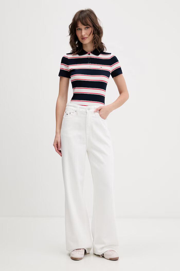Tommy Jeans дънки wide leg дамски бели DW0DW22648