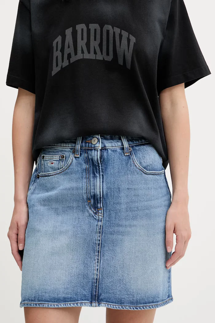 Tommy Jeans Дънкова пола в синьо къса с кройка тип молив DW0DW20136