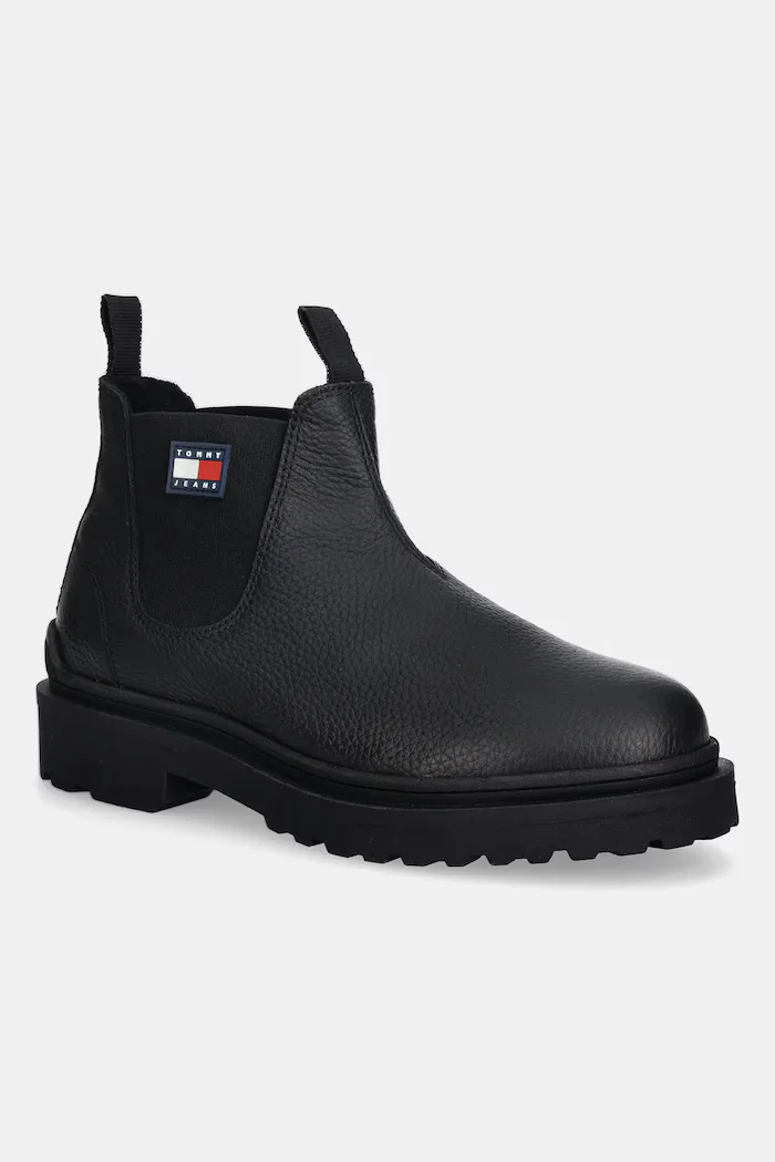 Tommy Jeans Кожени боти челси TJM CHELSEA LEATHER WL мъжки в черно EM0EM01670