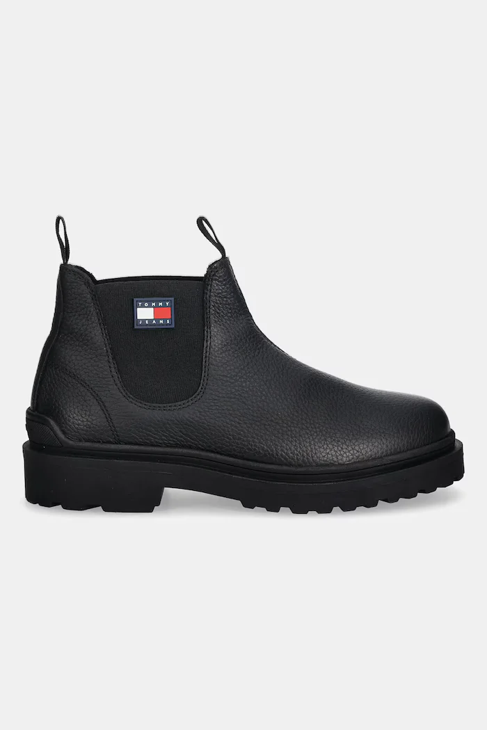 Tommy Jeans Кожени боти челси TJM CHELSEA LEATHER WL мъжки в черно EM0EM01670