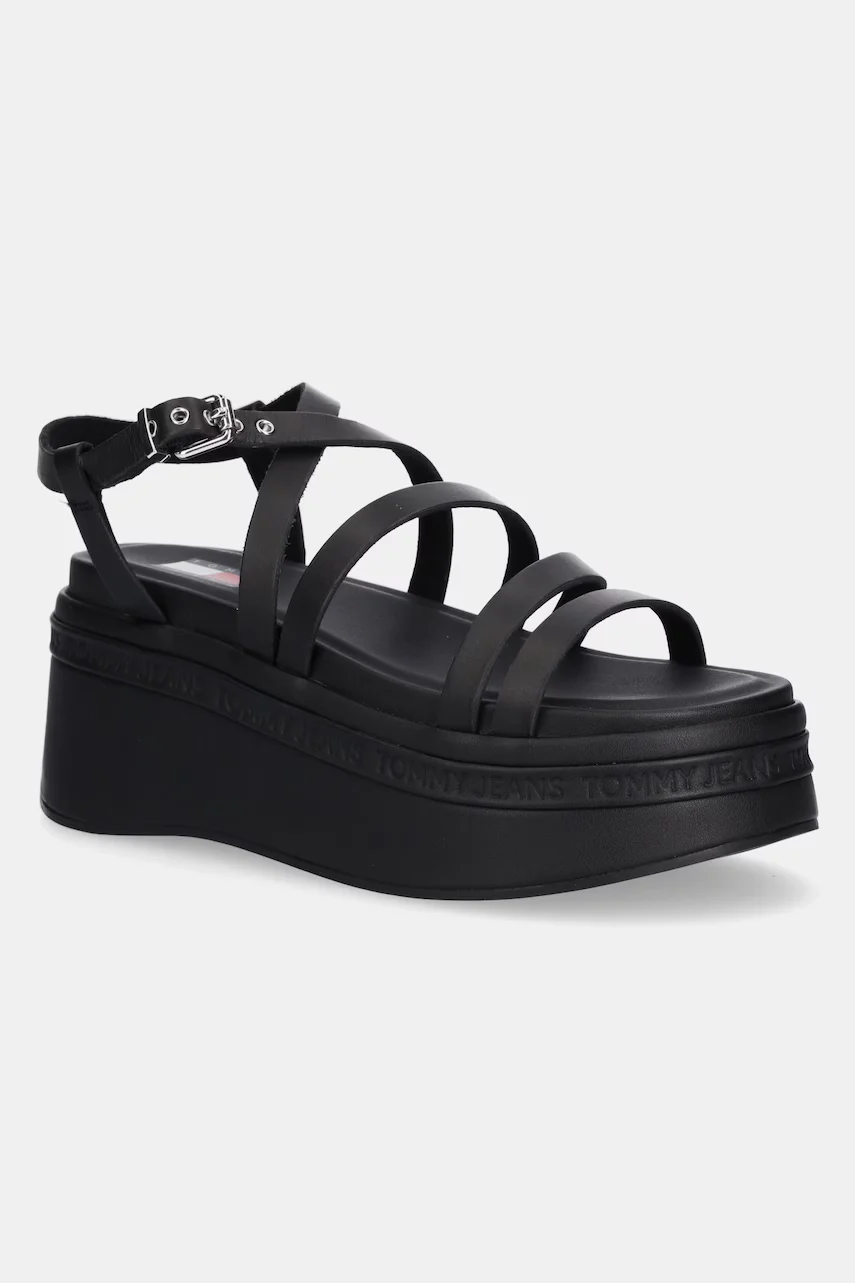 Tommy Jeans Кожени сандали WEDGY STRAPPY SANDAL