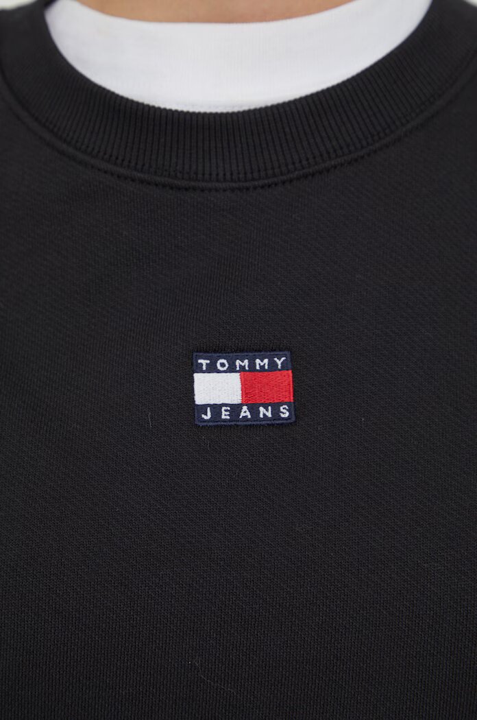 Tommy Jeans Памучен суичър в черно с апликация DW0DW17325