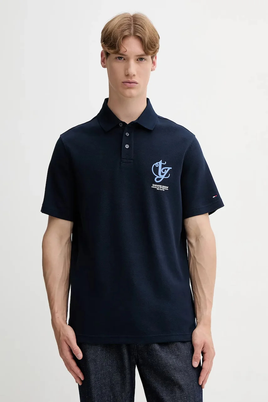 Tommy Jeans Памучна тениска с яка