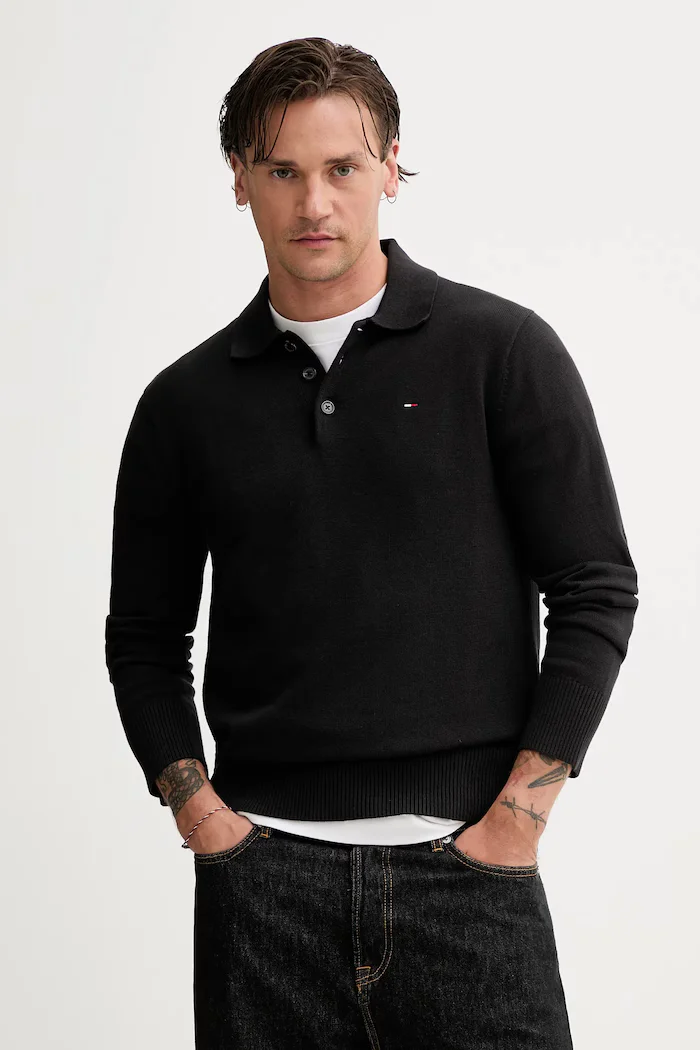 Tommy Jeans пуловер мъжки от памук черен DM0DM20304