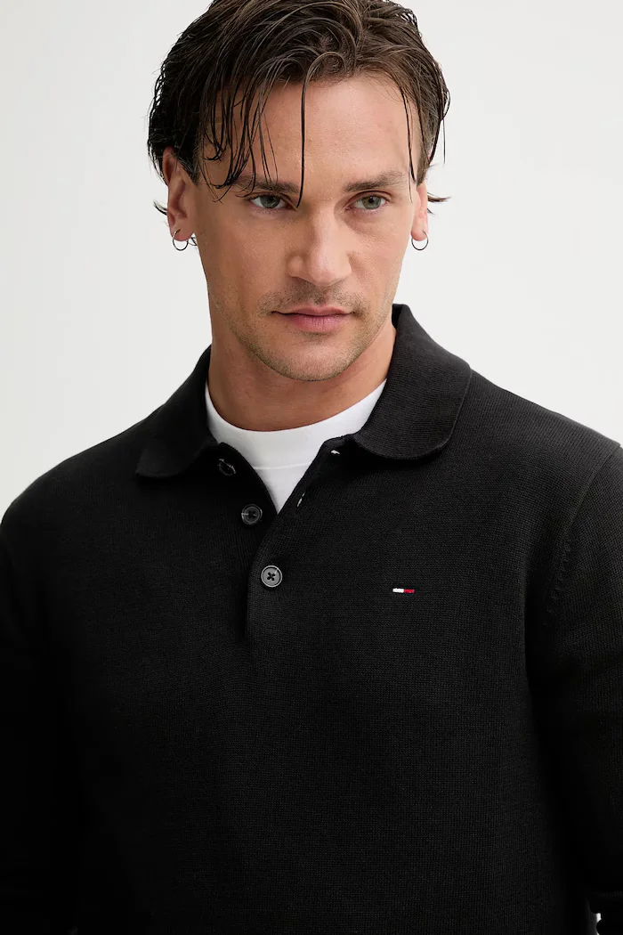 Tommy Jeans пуловер мъжки от памук черен DM0DM20304