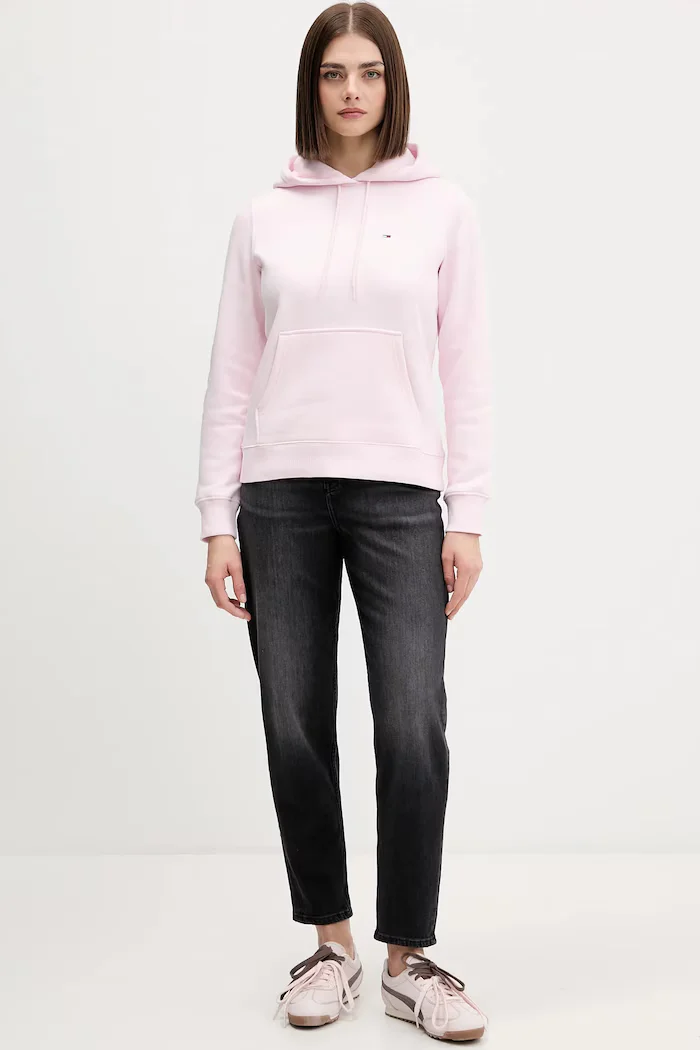 Tommy Jeans суичър дамски с памук розов DW0DW19958