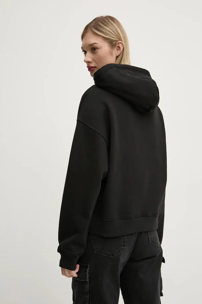 Tommy Jeans суичър с качулка дамски от памук черен DW0DW19414
