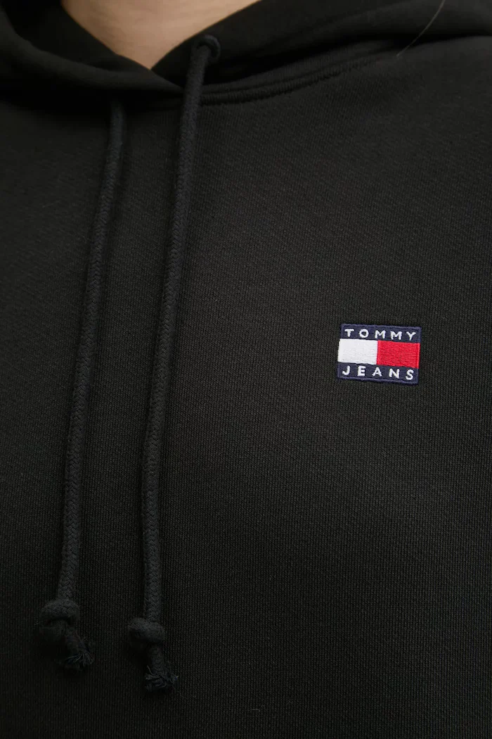 Tommy Jeans суичър с качулка дамски от памук черен DW0DW19414