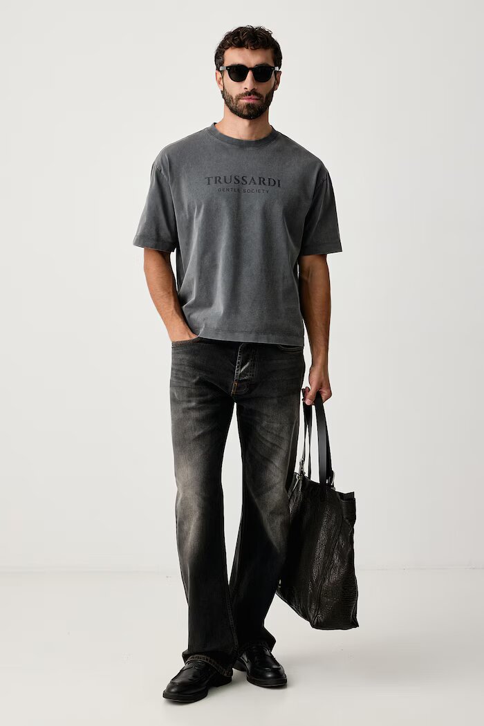 Trussardi тениска мъжка от памук сива G0758000232N