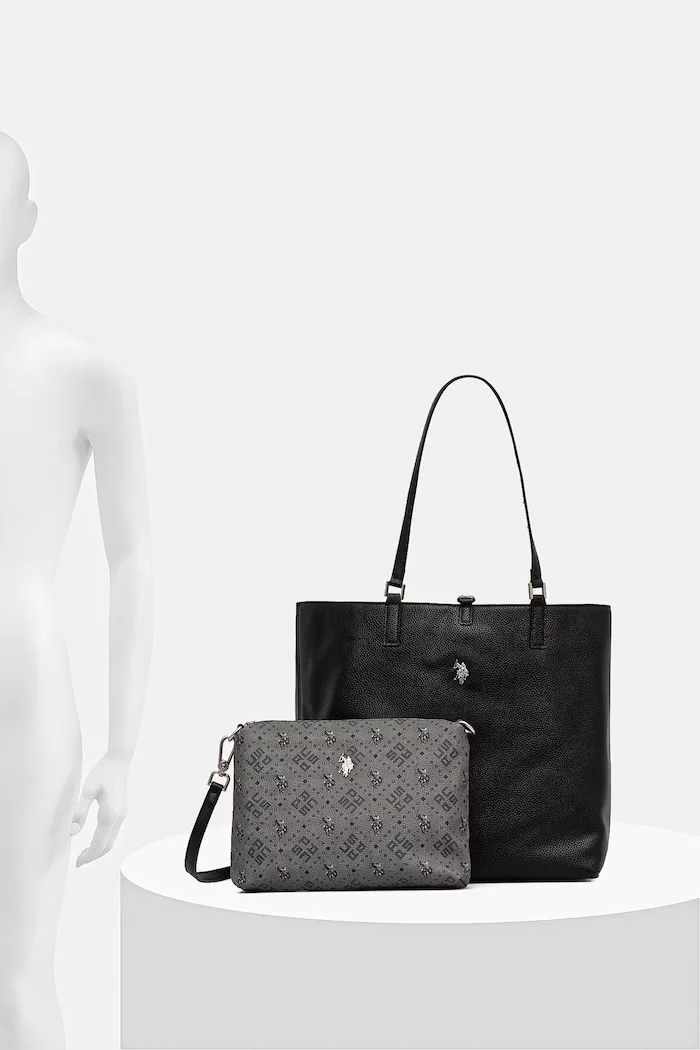U.S. Polo Assn. чанта с две лица дамска от имитация на кожа Malibu черна BEUM08706WVP