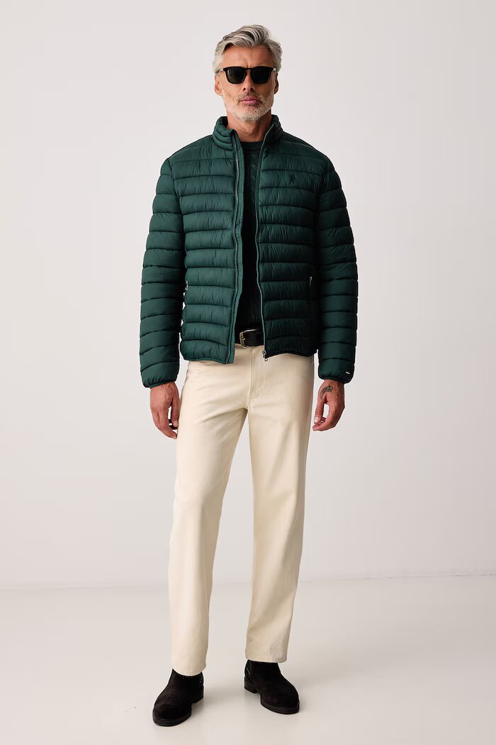U.S. Polo Assn. пуловер мъжки от памук CLASSIC COTTON CABLE KNIT CREW зелен MUP5410