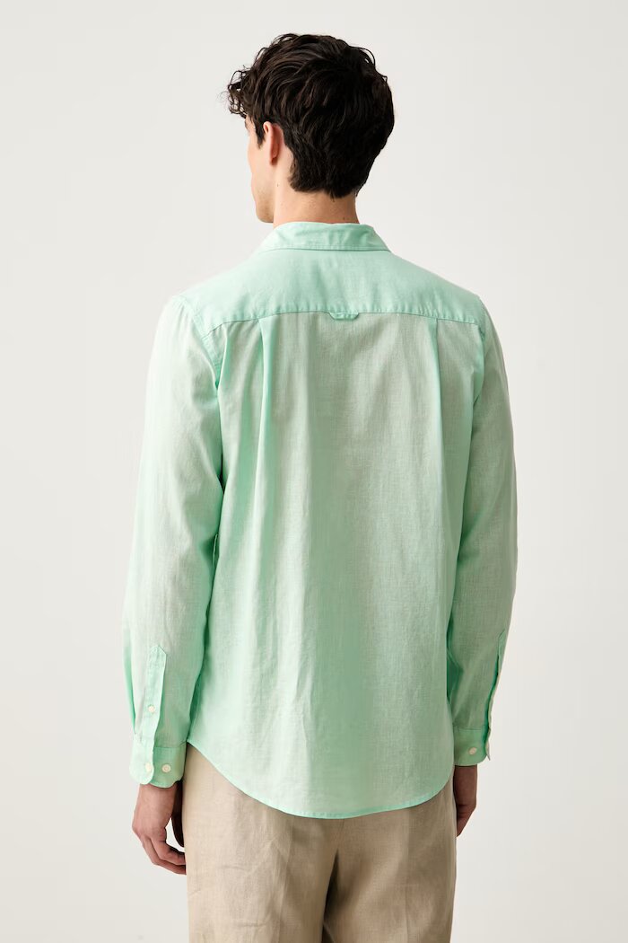 U.S. Polo Assn. сафари риза мъжка с лен LINEN BLEND LS зелена MUP3248