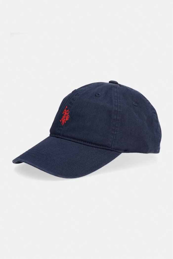 U.S. Polo Assn. шапка с козирка мъжка от памук OUTLINE DHM WASHED CASUAL тъмносиня MUP3426