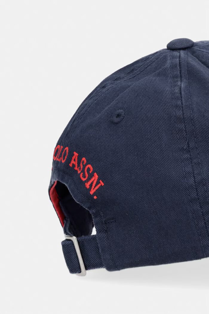 U.S. Polo Assn. шапка с козирка мъжка от памук OUTLINE DHM WASHED CASUAL тъмносиня MUP3426