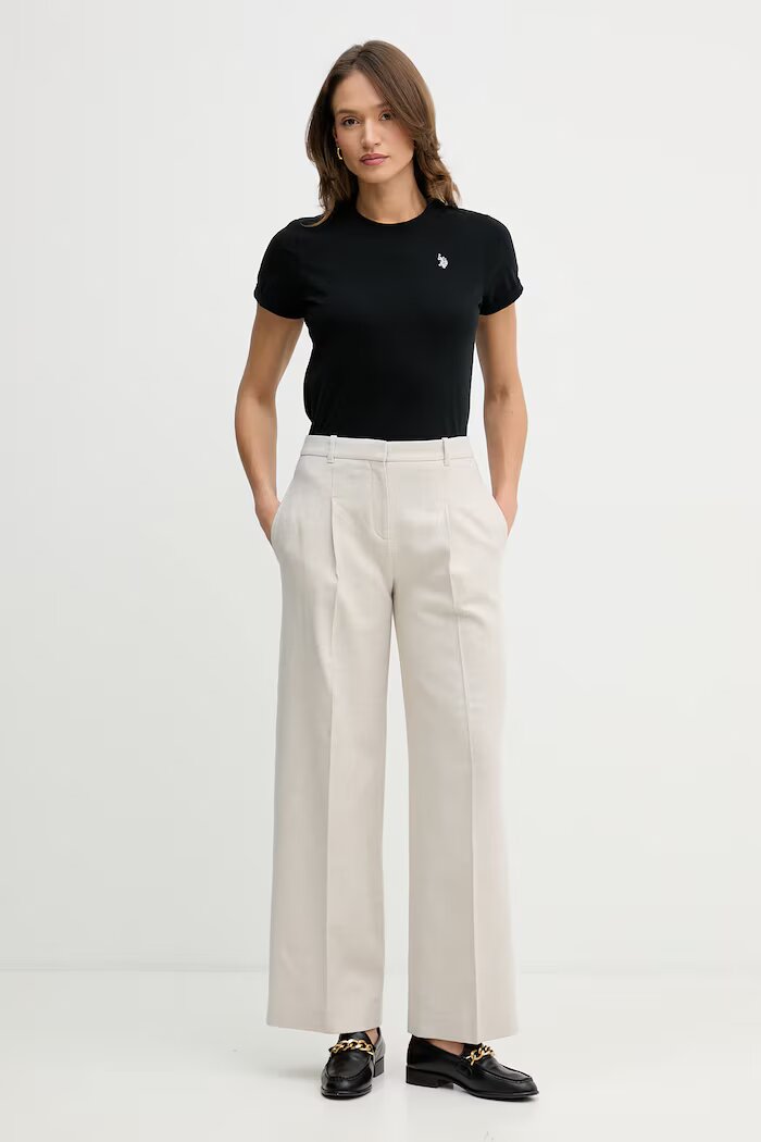 U.S. Polo Assn. тениска дамска от памук CREW NECK черна WUP0634