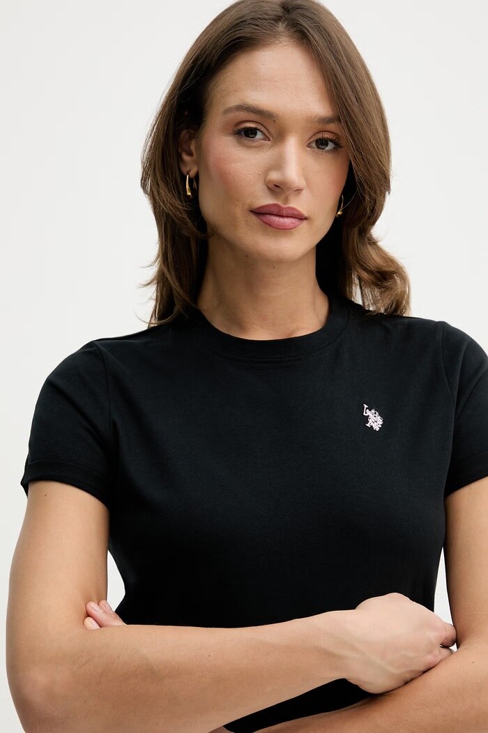 U.S. Polo Assn. тениска дамска от памук CREW NECK черна WUP0634