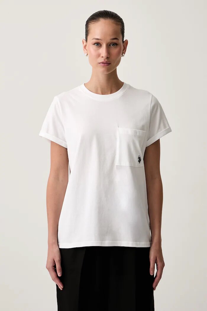 U.S. Polo Assn. тениска дамска от памук Crew Neck Pocket бяла WUP1576