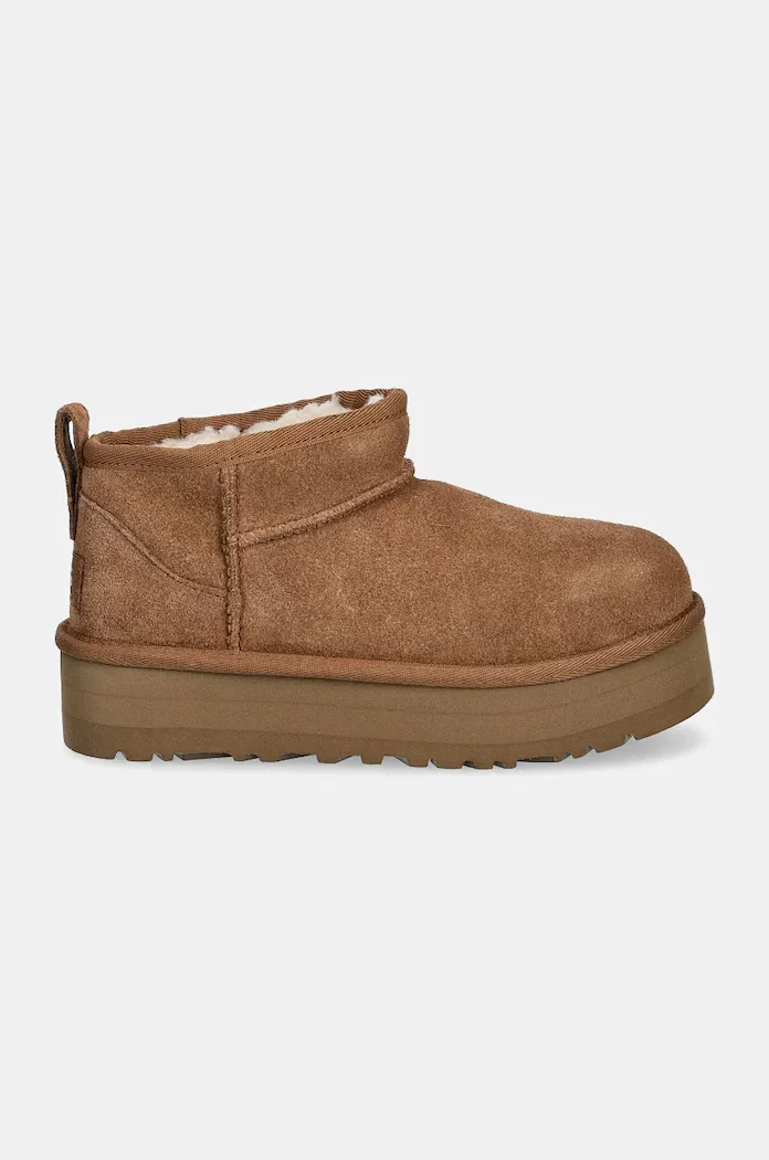 Ugg апески за деца от велур CLASSIC ULTRA MINPLATFORM кафяви 1157791K