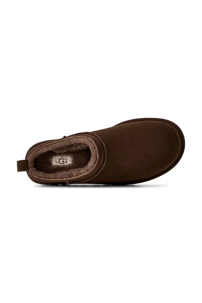 Ugg пантофи дамски от велур W Classic Micro кафяви 1173891.DDC
