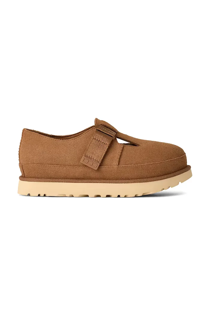 Ugg Половинки обувки от велур Goldenstar Mary Jane в кафяво с платформа 1171506.CHE