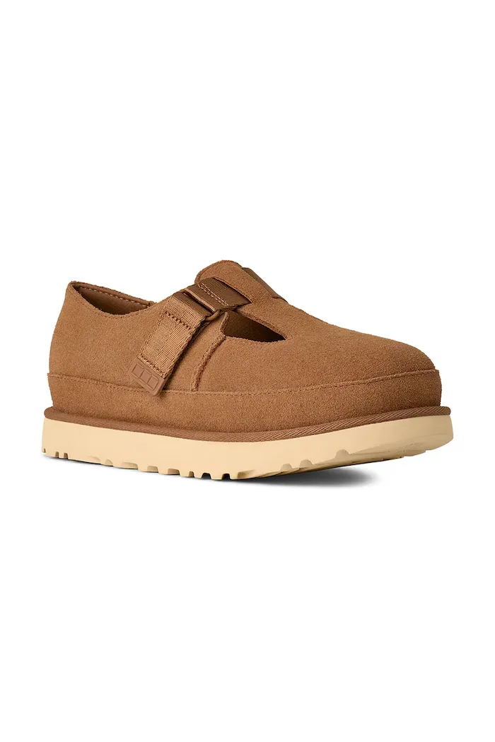 Ugg Половинки обувки от велур Goldenstar Mary Jane в кафяво с платформа 1171506.CHE