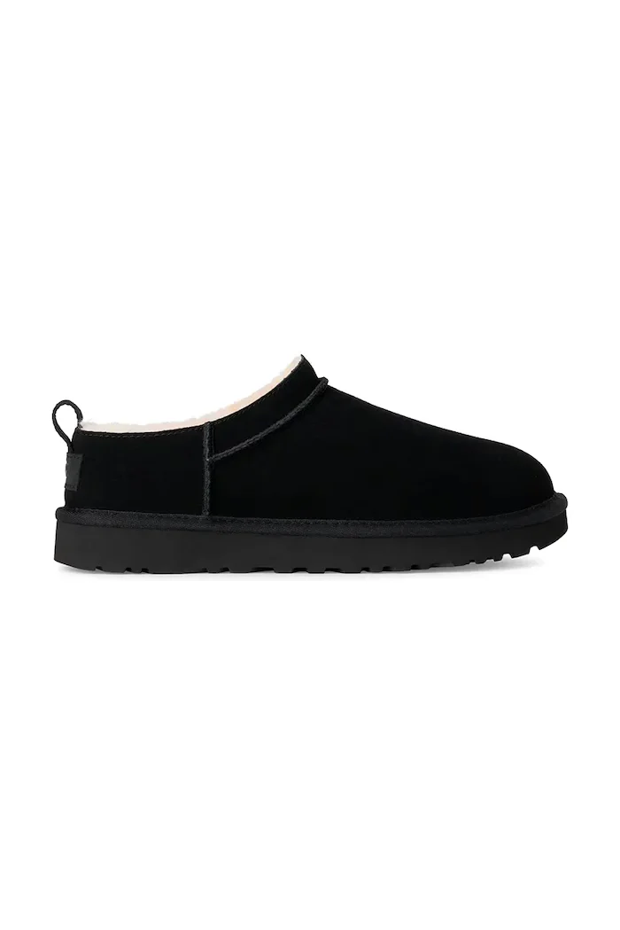 Ugg Велурени чехли Classic Micro в черно 1173891.BLK