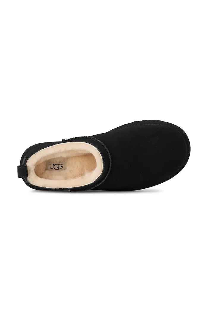 Ugg Велурени чехли Classic Micro в черно 1173891.BLK