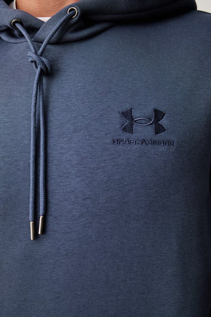 Under Armour суичър с качулка мъжки с памук Essential Fleece син 1373880.044