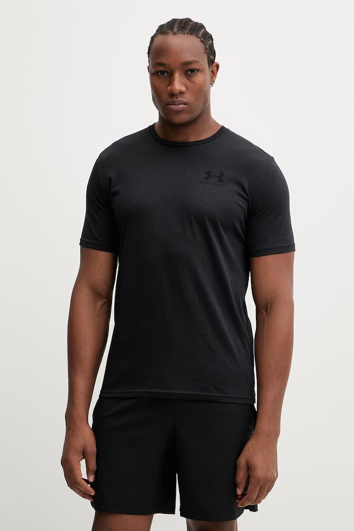 Under Armour тениска за трениране мъжка с памук SPORTSTYLE LEFT CHEST черна 1326799