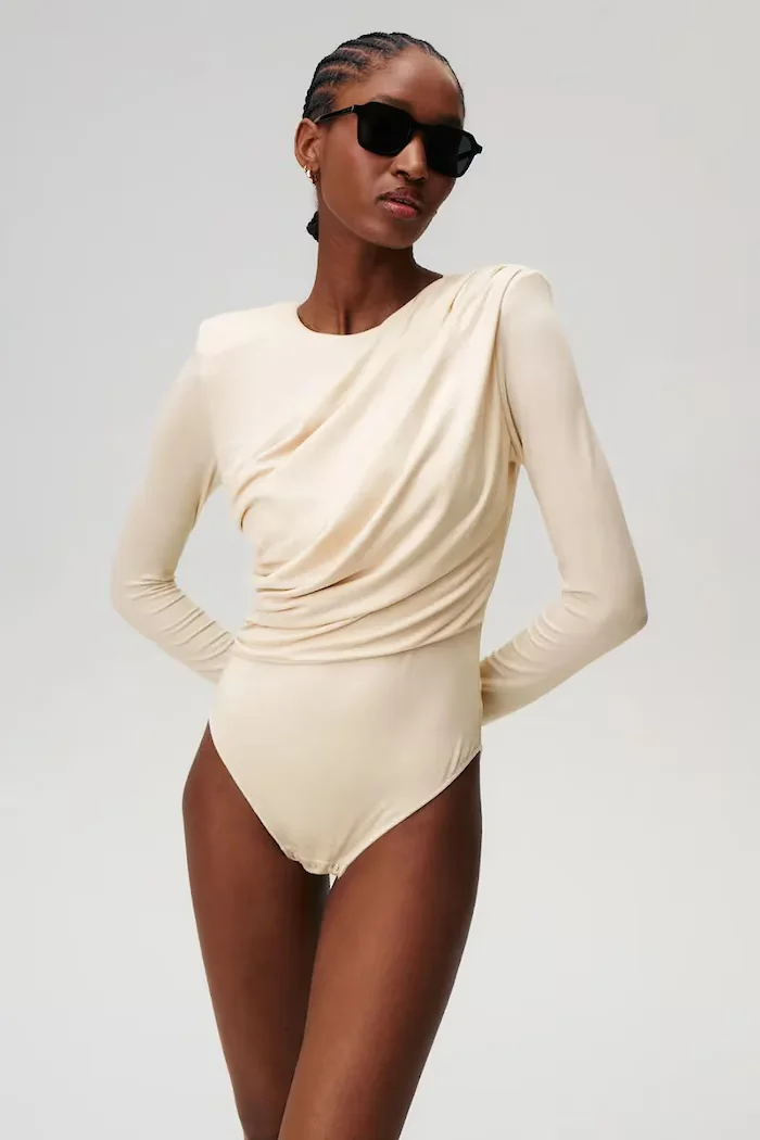 Undress code Боди American Beauty Bodysuit в бежово с изчистен дизайн 1150