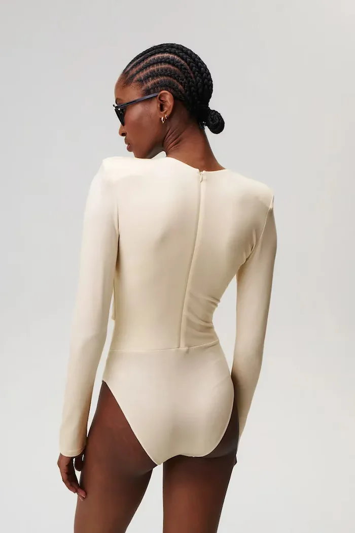 Undress code Боди American Beauty Bodysuit в бежово с изчистен дизайн 1150