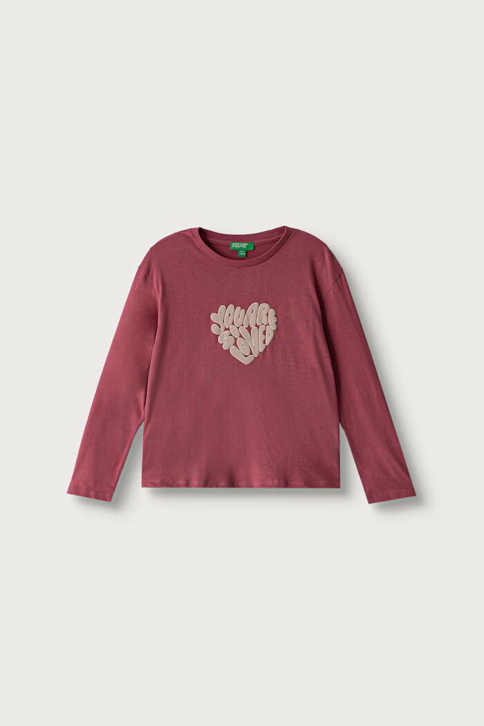 United Colors of Benetton блуза с дълги ръкави за деца от памук розова 3ATNG10NN