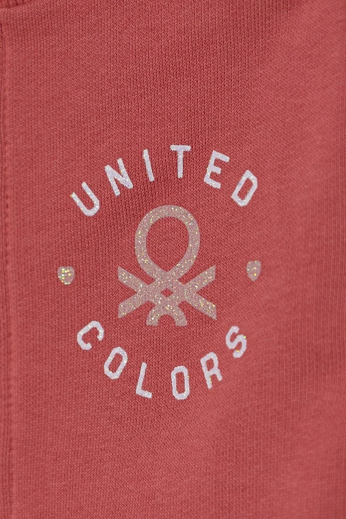 United Colors of Benetton Детски памучен суичър в розово с десен 3J70G503N