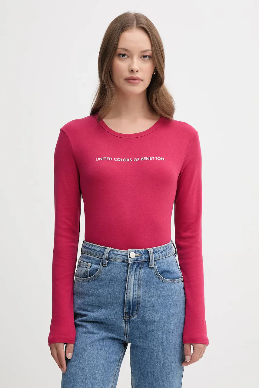 United Colors of Benetton Памучна блуза с дълги ръкави