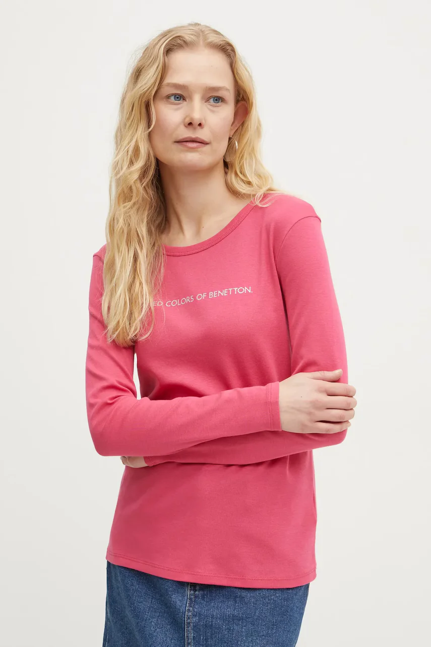 United Colors of Benetton Памучна блуза с дълги ръкави