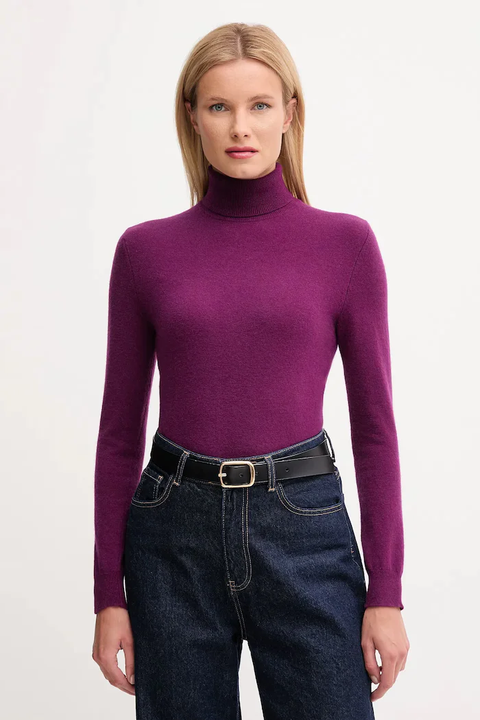 United Colors of Benetton поло дамско от вълна виолетово 1002D2348