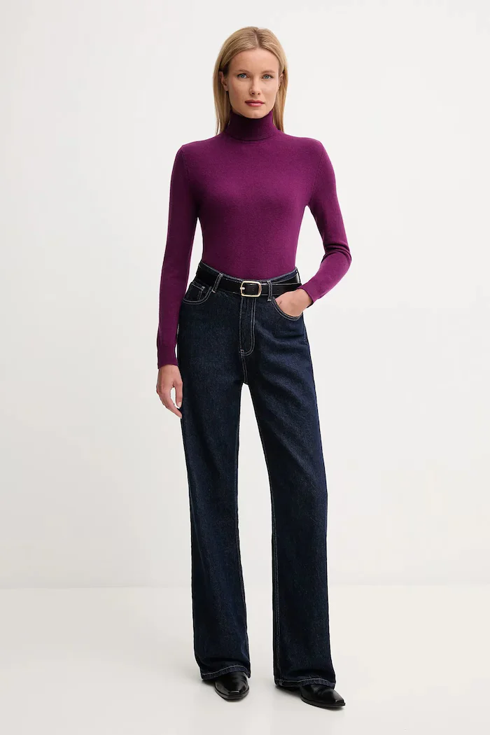 United Colors of Benetton поло дамско от вълна виолетово 1002D2348
