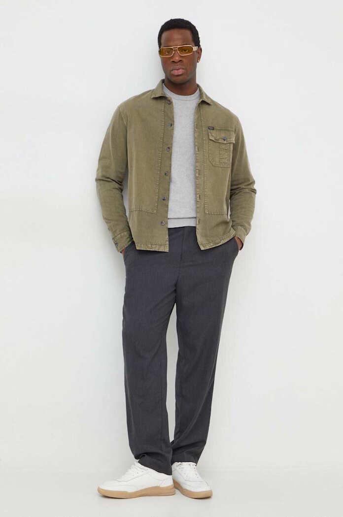 United Colors of Benetton Пуловер мъжки от памук сив 1098U1I76