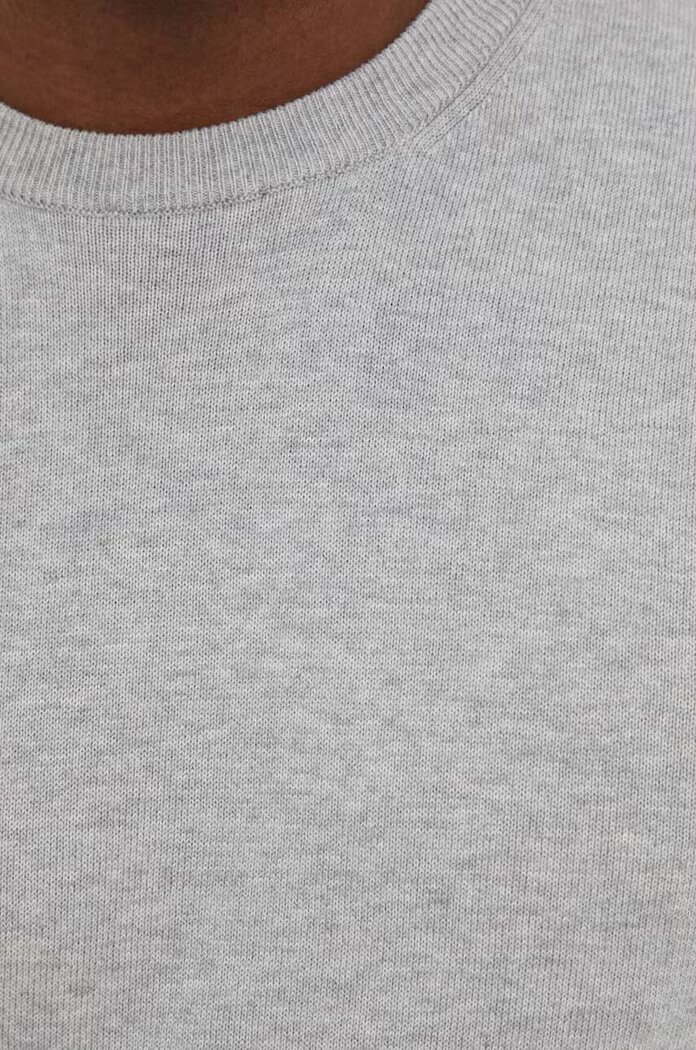United Colors of Benetton Пуловер мъжки от памук сив 1098U1I76