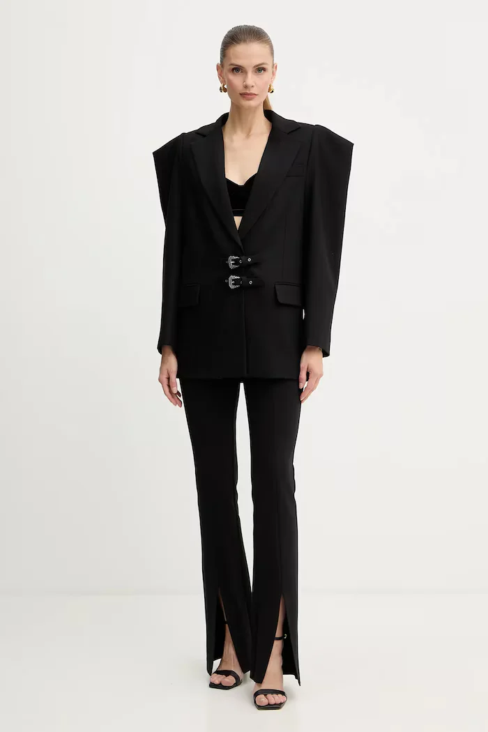 Versace Jeans Couture Панталон в черно с разкроени краища с висока талия 79HAA103 J0092