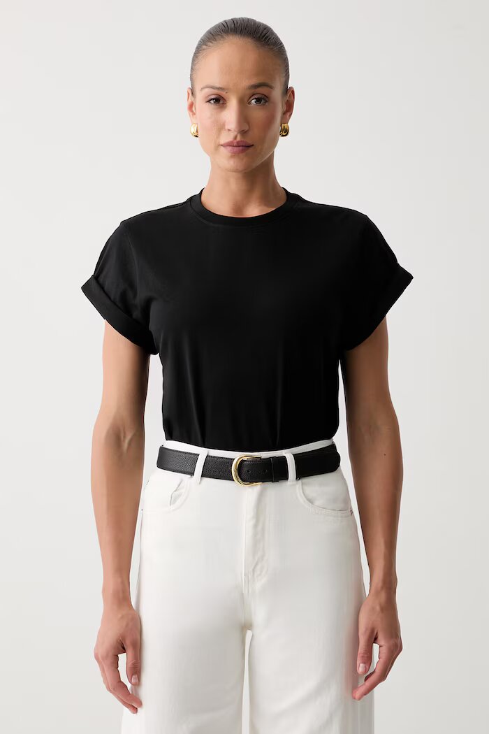 Victoria Beckham тениска дамска от памук Tilly черна 1226JTS007471A
