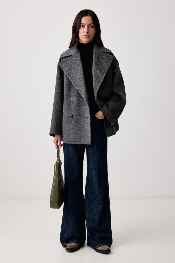 Weekend Max Mara палто дамско от вълна WKDALPE сиво 2625086032600