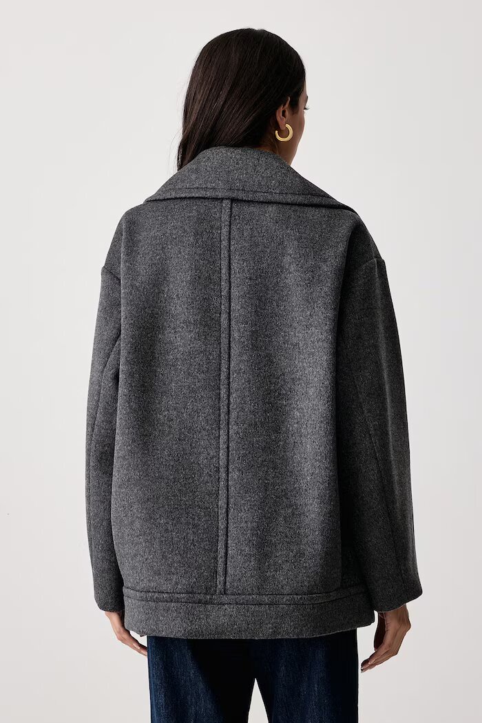 Weekend Max Mara палто дамско от вълна WKDALPE сиво 2625086032600
