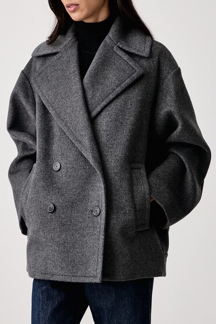 Weekend Max Mara палто дамско от вълна WKDALPE сиво 2625086032600
