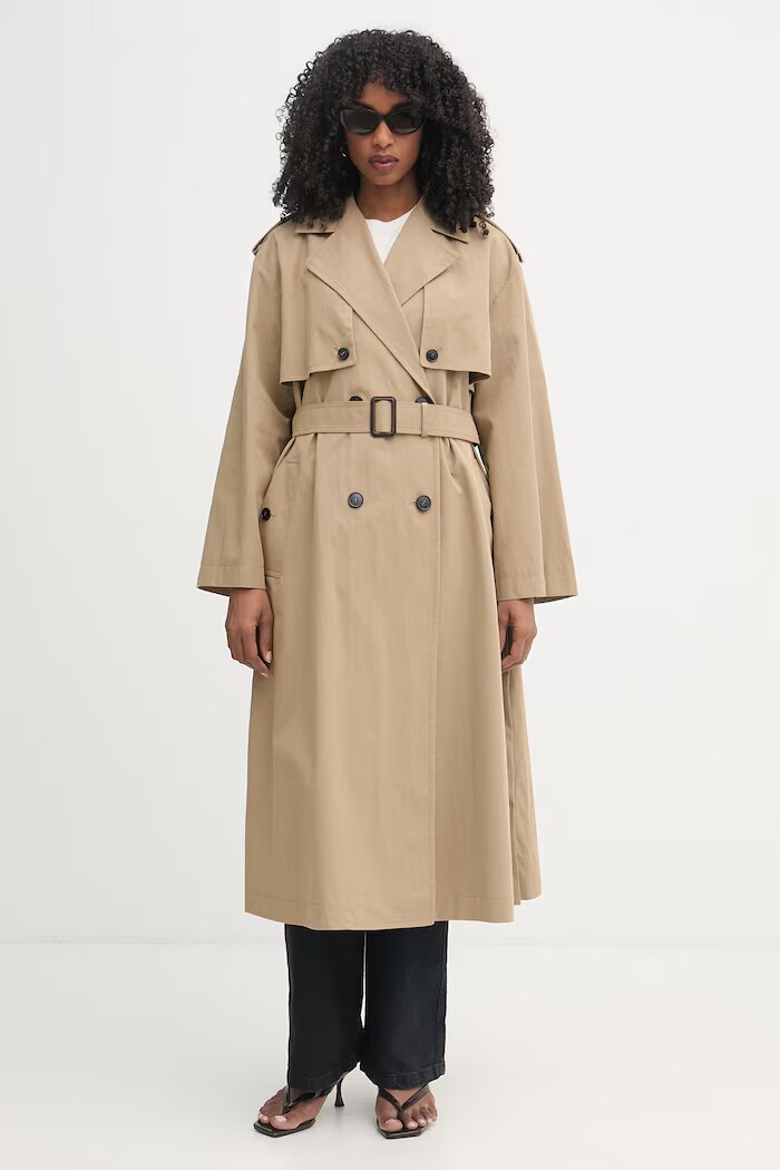 Weekend Max Mara шлифер дамски от памук GIUNCHI бежов 2615021011600