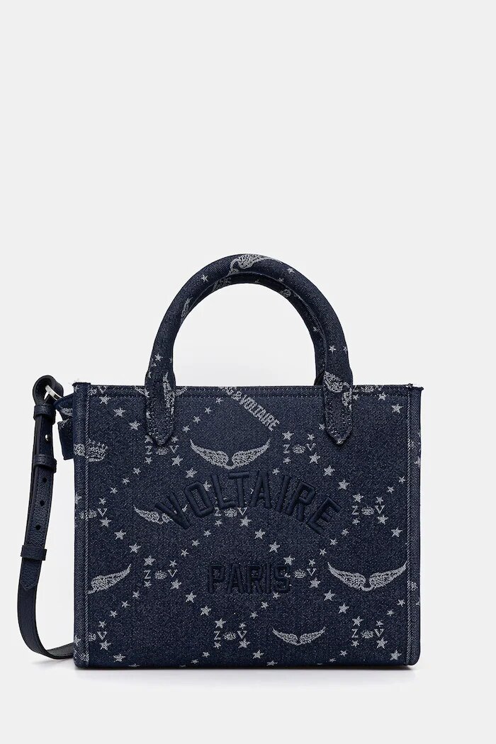 Zadig&Voltaire Чанта ANGEL TOTE XS DENIM MONOGRAM в тъмносиньо LWBA04269