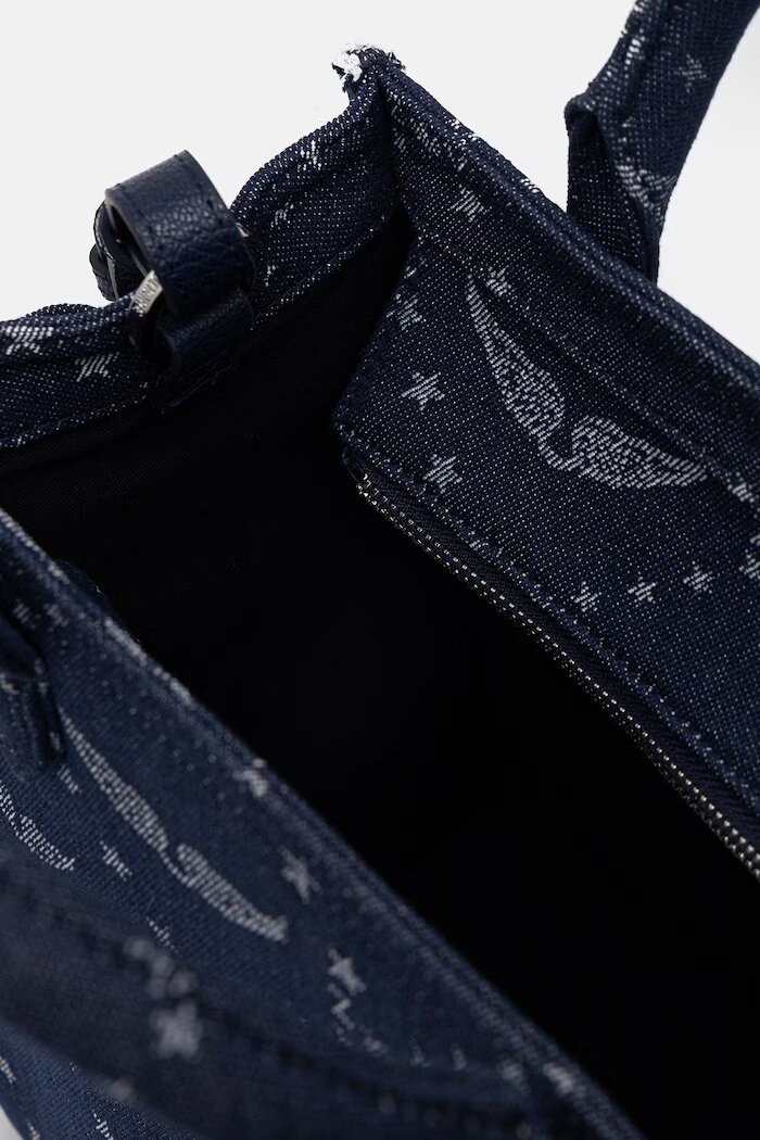 Zadig&Voltaire Чанта ANGEL TOTE XS DENIM MONOGRAM в тъмносиньо LWBA04269