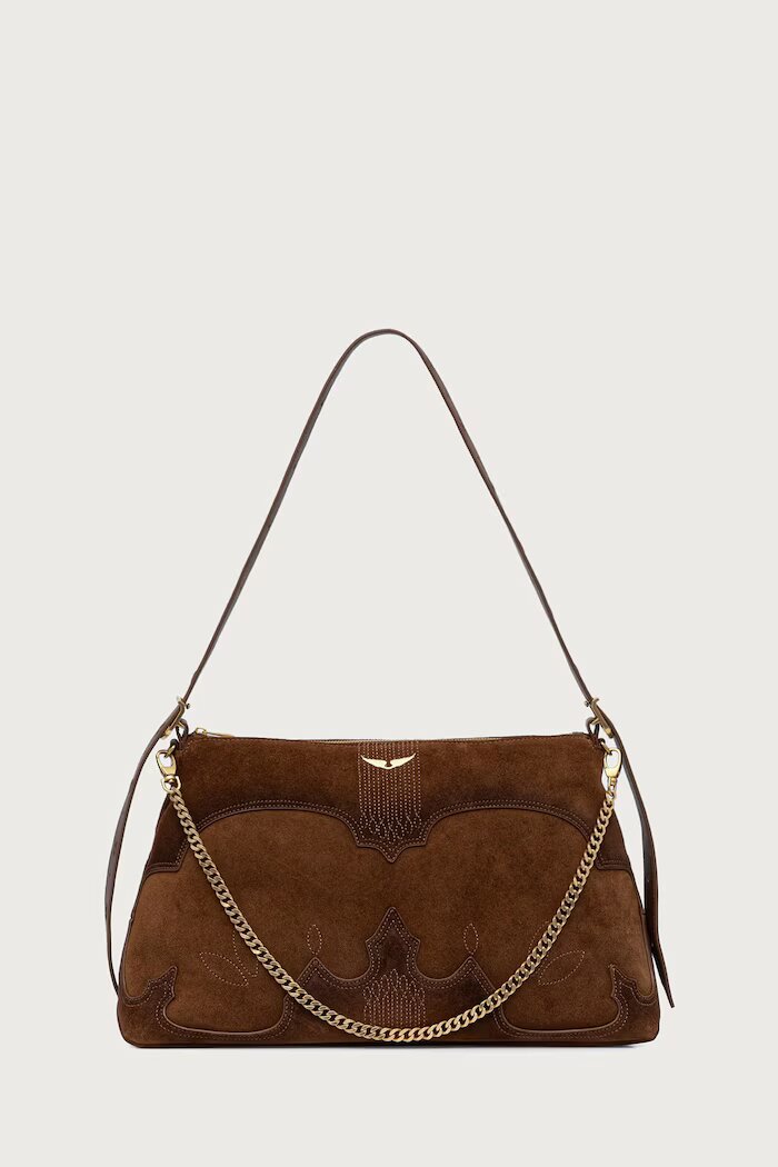 Zadig&Voltaire чанта crossbody дамска от велур JIM кафява LWBA04416