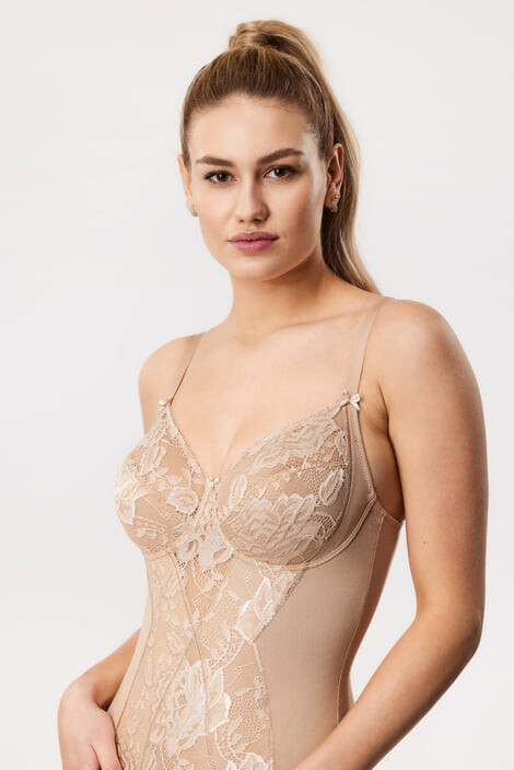 COTONELLA Стягащо боди Shaper с дантела - Pepit.bg