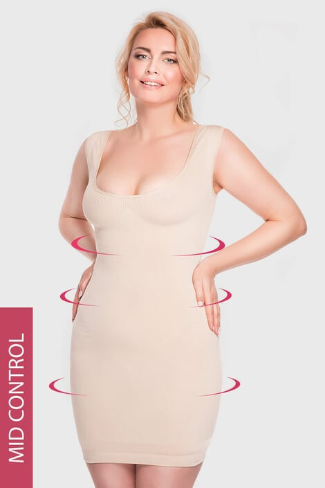 Hanna Style Стягаща рокля Hanna 6720-MicroClima бежова - Pepit.bg